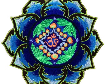 AUM Weed Magic Mushroom Mandala Patch Psychedelic Psilocybin Shroom psy blacklight glowing embroidery art