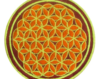 orange yellow flower of life patch small size with variations