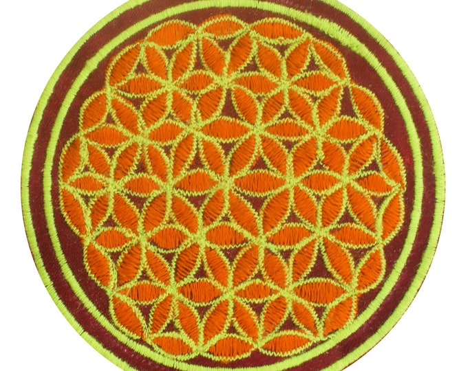 orange yellow flower of life patch small size with variations