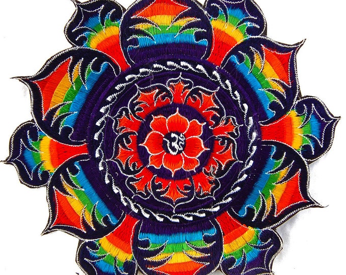 Rainbow purple Aum Mandala Patch