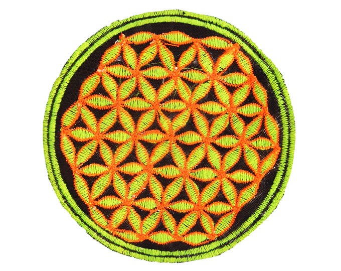 full blacklight flower of life patch medium size