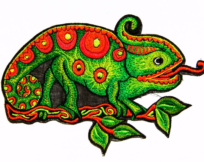 chameleon medium size patch blacklight active colourful