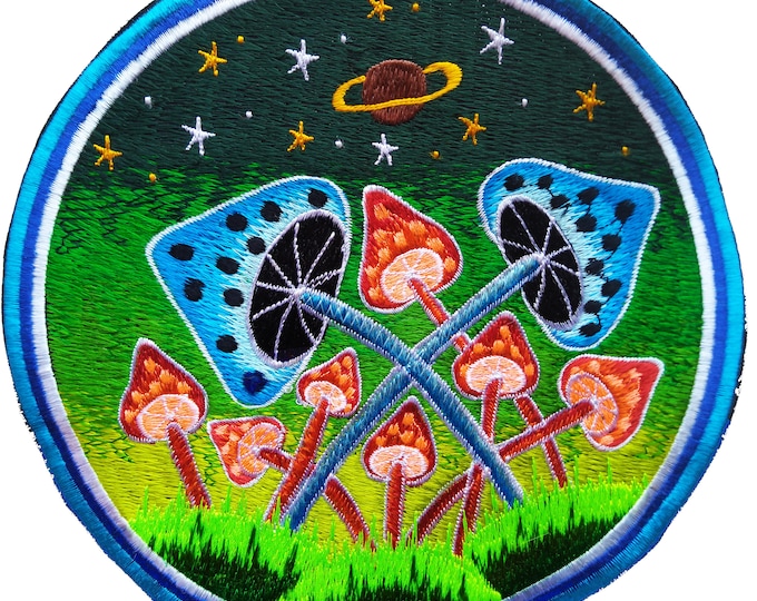 Night Mushroom Planet Patch Psychedelic Psilocybin Shroom