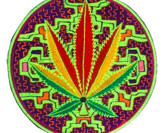 Santa Maria Ayahuasca Patch Marihuana Cannabis handmade embroidery 7.5 inch