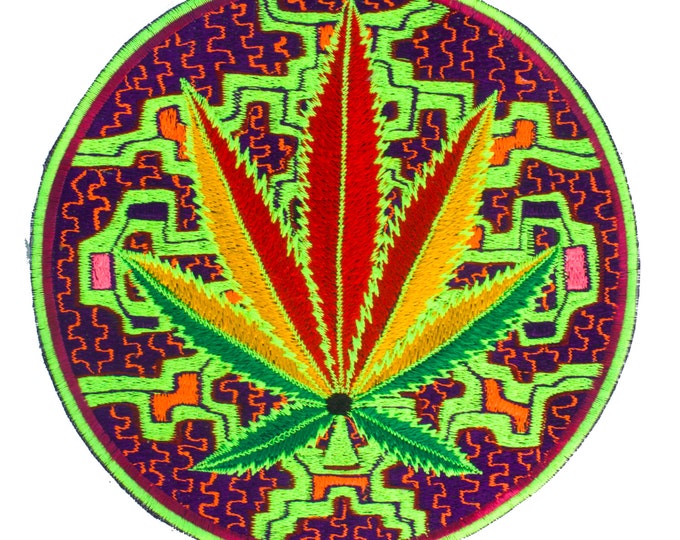 Santa Maria Ayahuasca Patch Marihuana Cannabis handmade embroidery 7.5 inch