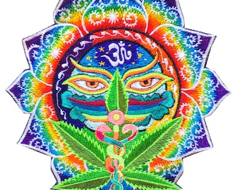 Medical Hemp Buddha Eyes rainbow AUM fractal patch