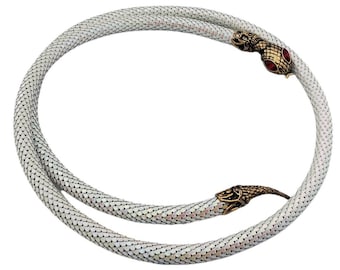 Vintage 80s red snake embossed  wide waist belt wsilver snake buckle woriginal tag