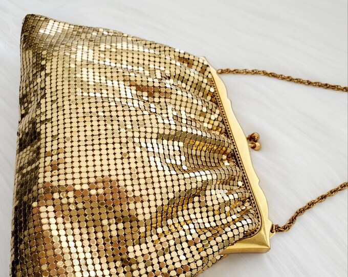 Vintage GOLD Mesh Whiting and Davis Small Handbag Purse - Etsy