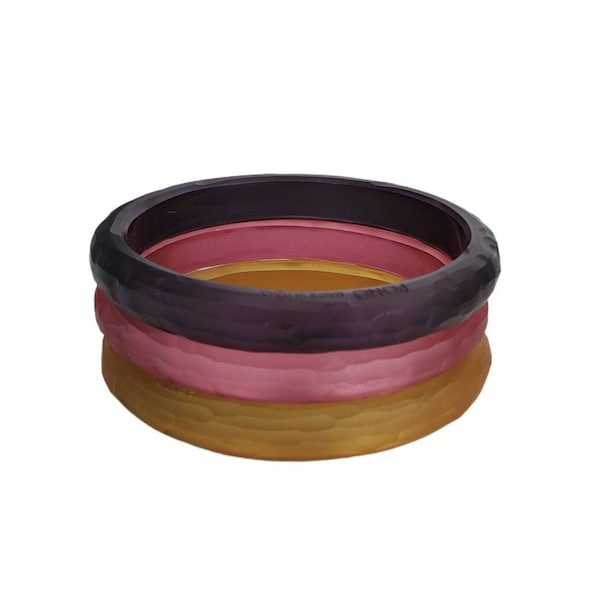 PONO Made in Italy Set of 3 Pink, Purple and Yellow LUCITE Resin Bangle Bracelets
