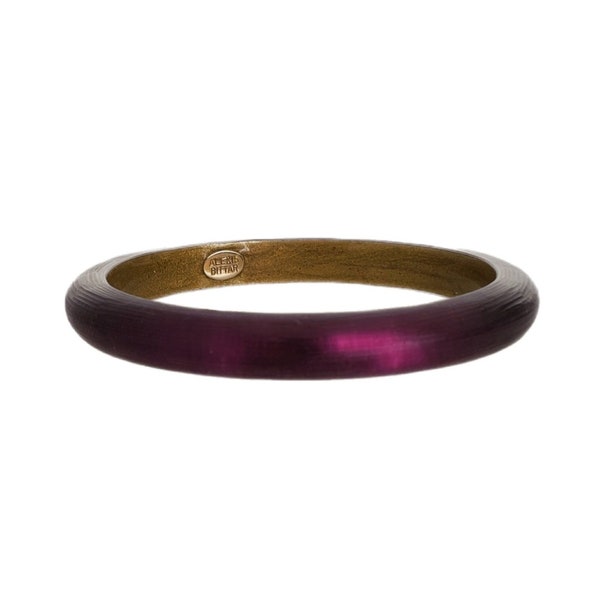 ALEXIS BITTAR Hand Carved LUCITE Orchid Purple Skinny Bangle Bracelet