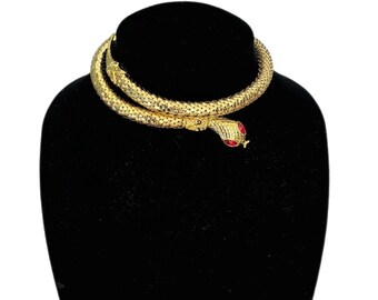 Vintage DL Auld Enamel Mesh Snake Belt or Necklace Red  display picture 1