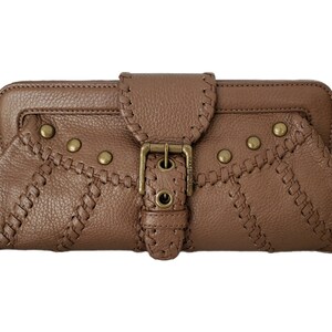 ISABELLA FIORE Bolso CLUTCH Grande Boho Chic Tejido de Cuero Marrón