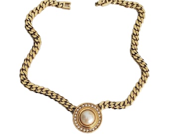 Collier Vintage J.Crew - Pendentif Grenouille En Métal Doré émaillé - Résine Et Verre - Occasion