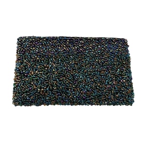 Vintage Fancy Dark Blue Navy and AB Aurora Borealis Beaded Cocktail Clutch Handbag