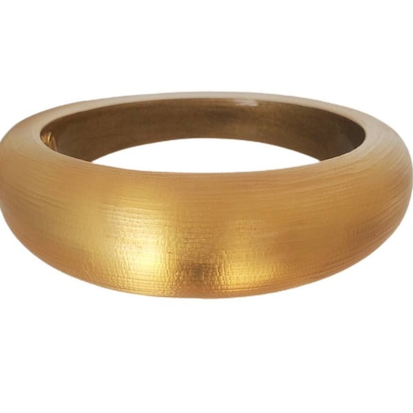 Vintage ALEXIS BITTAR Gold Champagne Color Hand Carved Wide LUCITE Tapered Bangle Bracelet