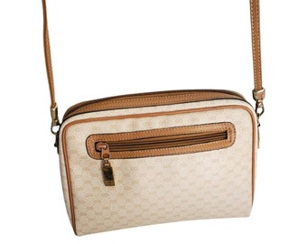 Vintage GUCCI Micro Monogram GG LOGO Tan and Cream Coated  display picture 2
