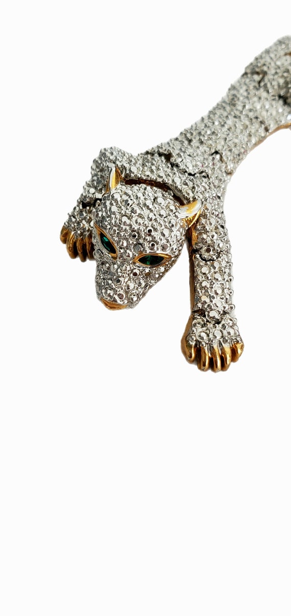 Vintage Rhinestone Encrusted PANTHER Big Cat SHOUL