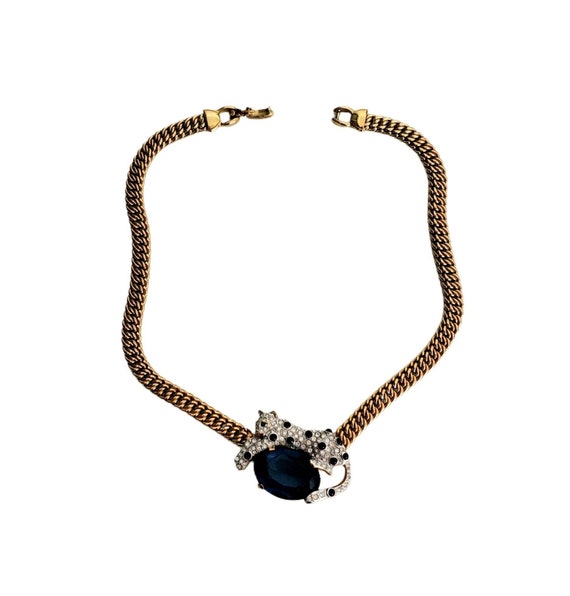Vintage Lounging LEOPARD with Faux Blue Stone Gold