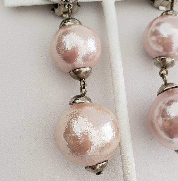 Vintage Faux Light PINK Shimmery Pearl and Silver… - image 2