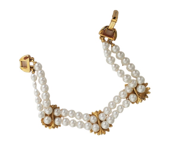 Vintage MONET Double Strand Faux Pearl with Gold … - image 6