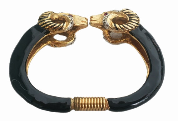 Vintage KJL Kenneth Jay Lane Ram's Head Cuff Brac… - image 6