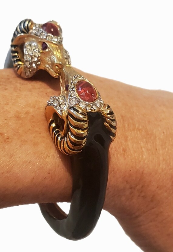 Vintage KJL Kenneth Jay Lane Ram's Head Cuff Brac… - image 8