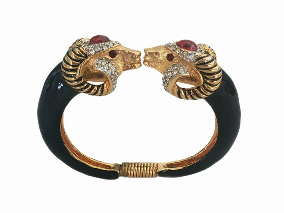 Vintage KJL Kenneth Jay Lane Ram's Head Cuff Brac… - image 2