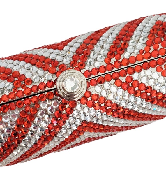 RED and CLEAR Rhinestone Bedazzled Minaudiere Con… - image 5
