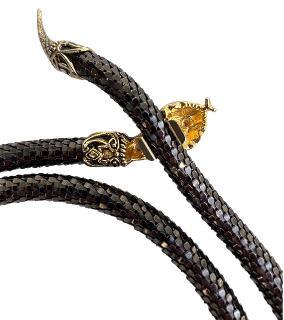 D.L. Auld metal convertible belt Vintage DL AULD Snake Belt With PINK Rhinestone Eyes Gold  main image 3