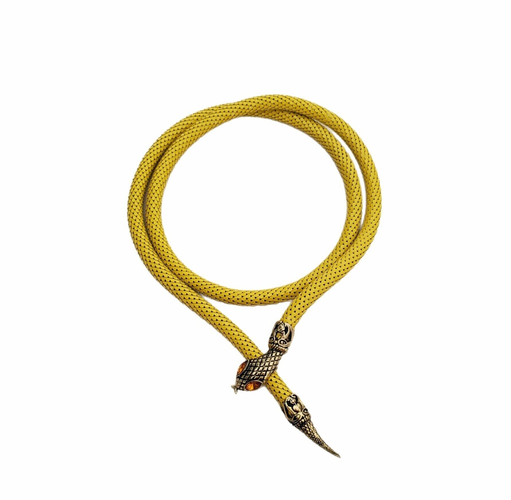 Vintage Snake Yellow Belt Sarai Snake Belt – Pewter Shimmer Leather with Vintage  main image 3