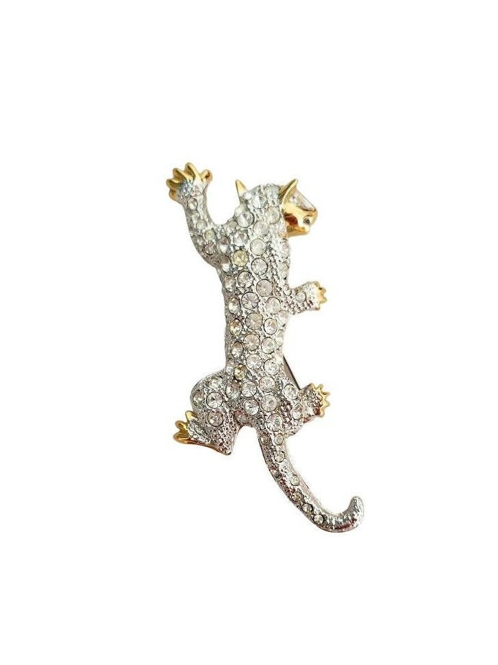  leopard⭐︎様ヴィンテージアクセサリーおまとめ2点 Vintage Silver and Gold Tone LEOPARD PANTHER Big Cat With Clear
