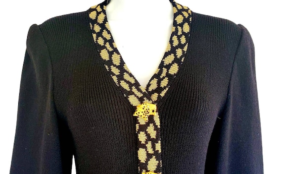 Vintage TOULA Sweater Dress Black Santana Knit wi… - image 3
