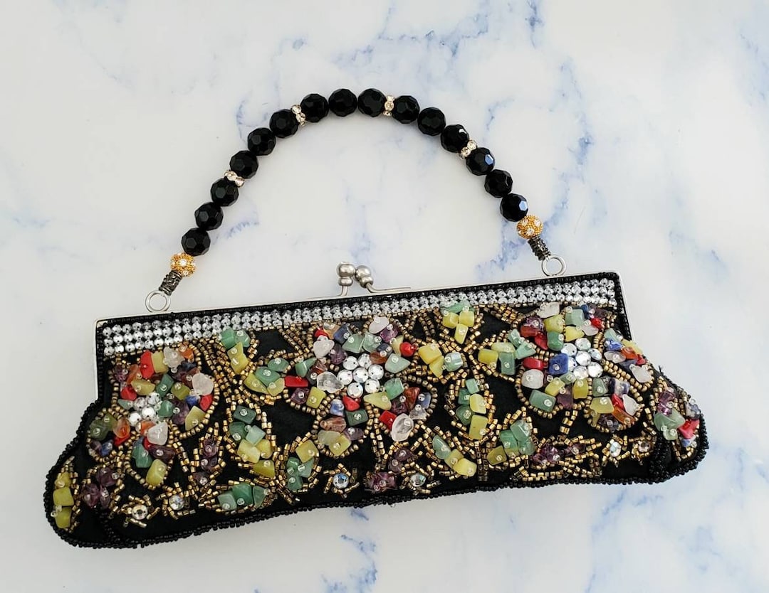 Vintage Strawberry Beaded Bag Transparent Crystal Girl