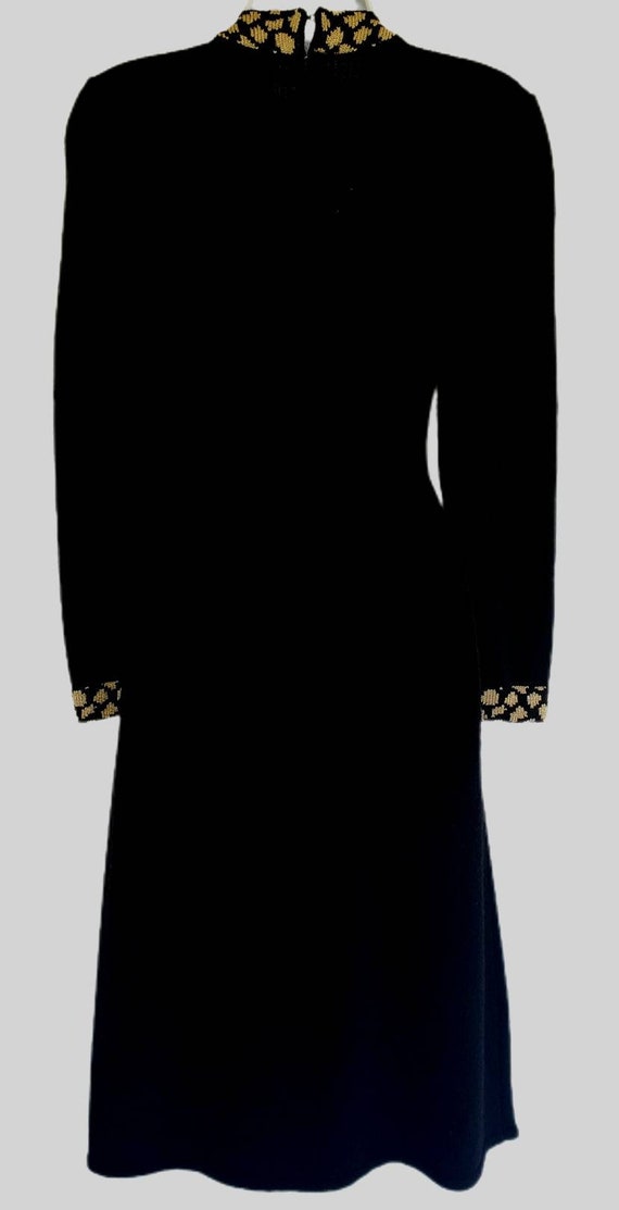Vintage TOULA Sweater Dress Black Santana Knit wi… - image 8