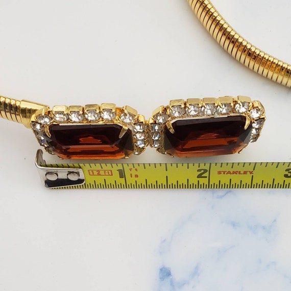 Vintage Gold Tone OMEGA Stretchy Belt with Amber … - image 8