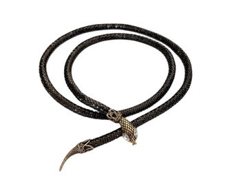 D.L. Auld metal convertible belt Vintage DL AULD Snake Belt With PINK Rhinestone Eyes Gold  main image 4