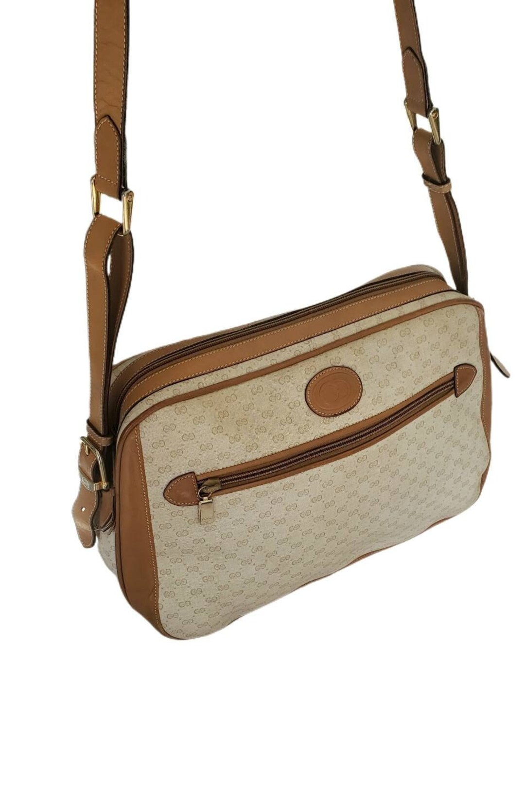 Vintage MICRO GG Monogram Cream and Brown GUCCI Coated Canvas