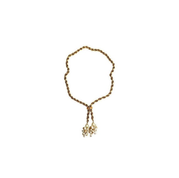 Vintage Gold Tone Rope Chain Slide LARIAT Necklac… - image 1