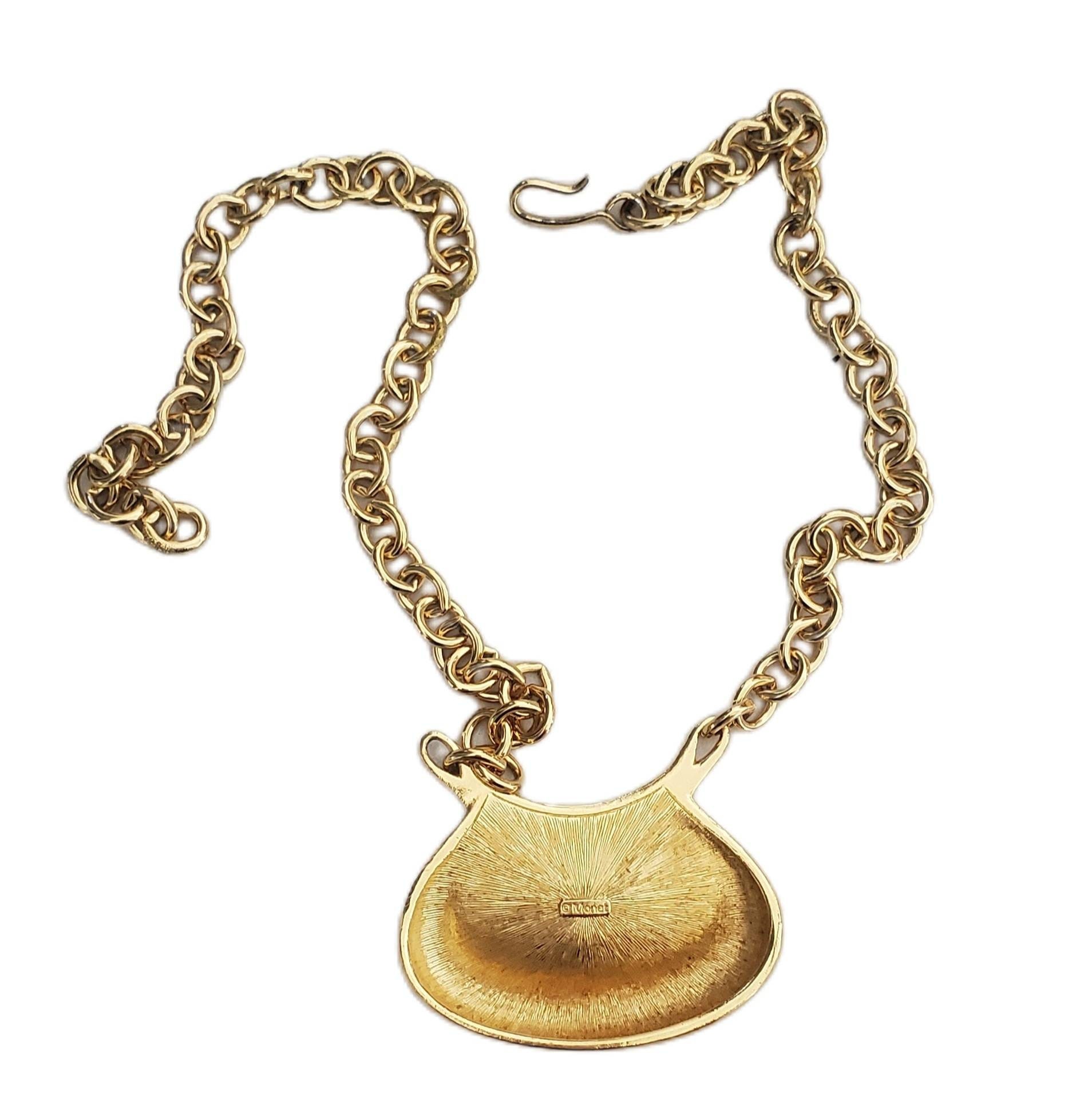 Vintage Monet Black Enamel Necklace