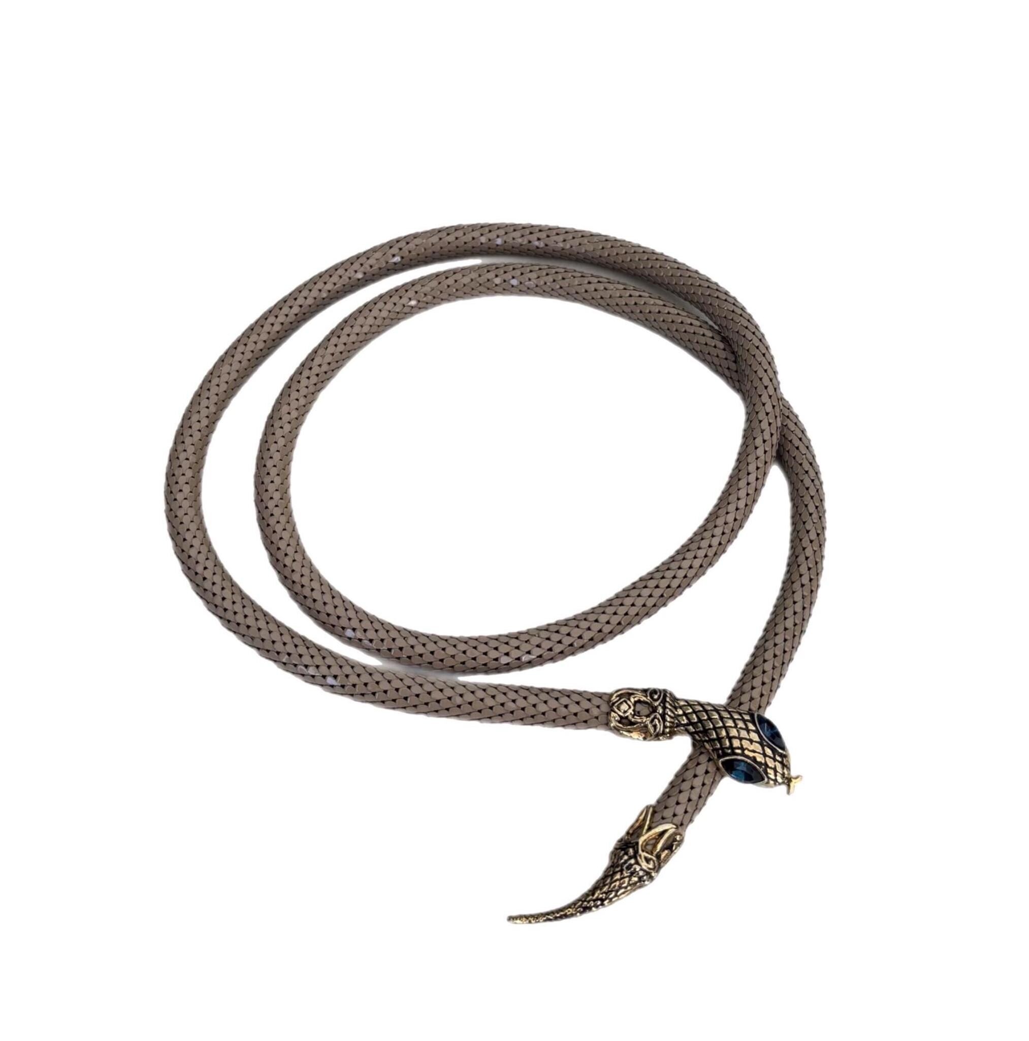 Vintage DL AULD Tan Beige Metal Mesh SNAKE With Blue Eyes  display picture 1