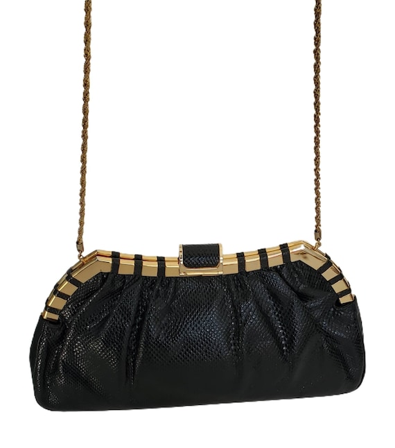 Vintage FINESSE LA MODEL Black Python Snakeskin C… - image 4