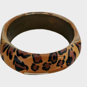 Vintage Chunky LEOPARD Animal Print Lucite Bangle Bracelet - Etsy