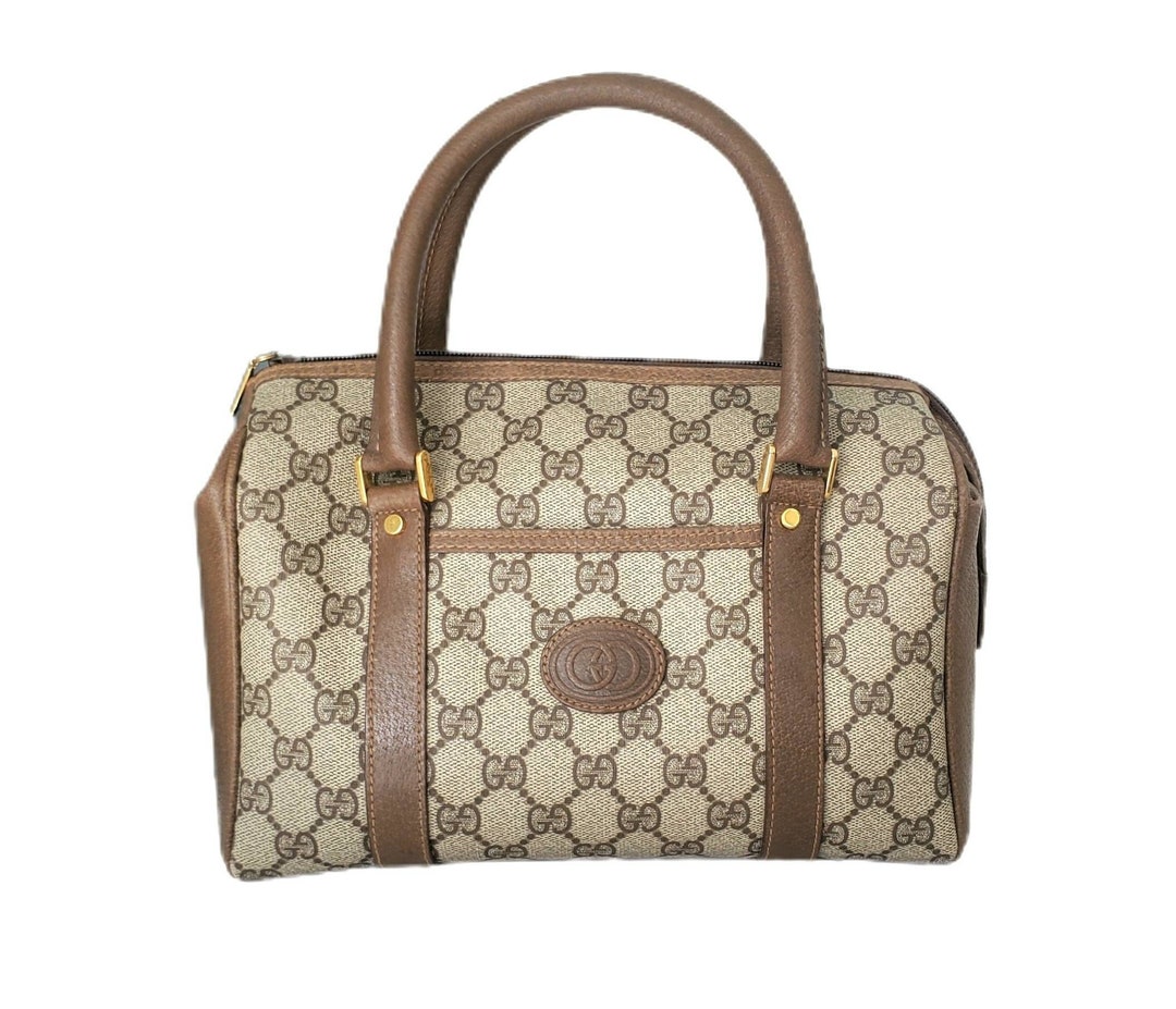 Gucci Brown Monogram Canvas Boston Doctor Bag with Logo at 1stDibs