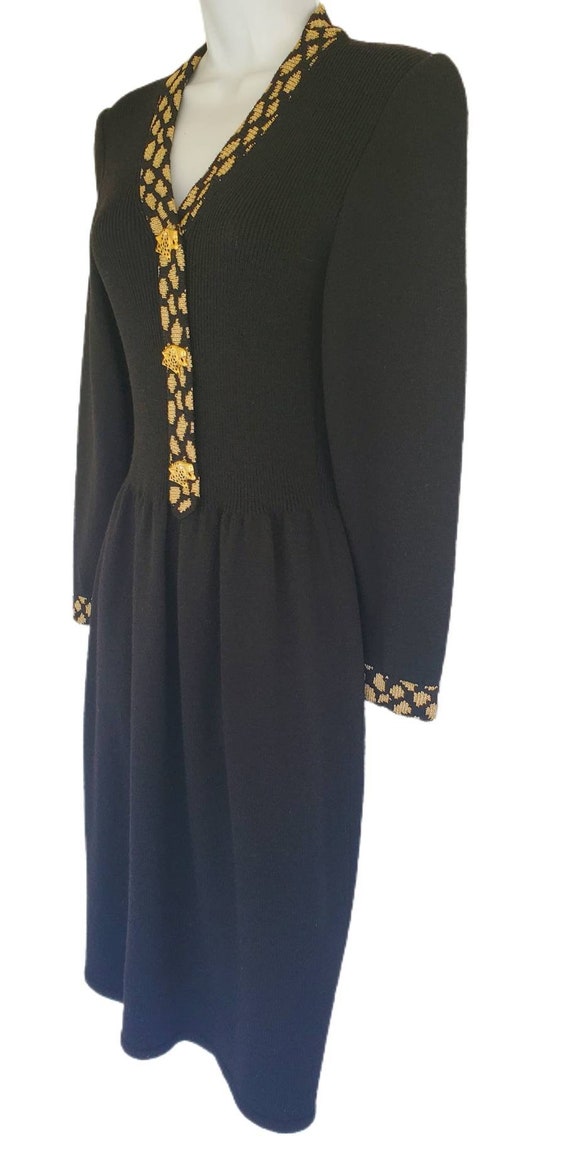 Vintage TOULA Sweater Dress Black Santana Knit wi… - image 5