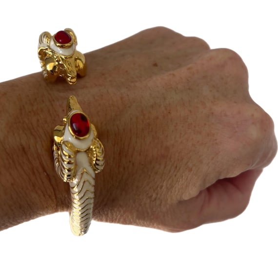 Vintage KJL Kenneth Jay Lane Double RAMS Head Gol… - image 6