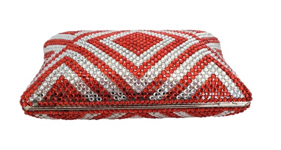 RED and CLEAR Rhinestone Bedazzled Minaudiere Con… - image 3