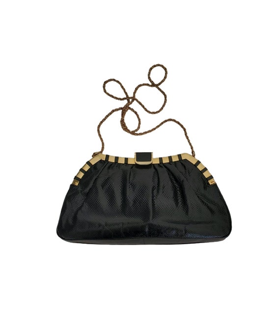 Vintage FINESSE LA MODEL Black Python Snakeskin C… - image 1
