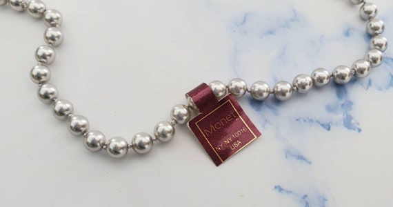 Vintage Classic MONET Faux Silver Gray Pearl Sing… - image 2