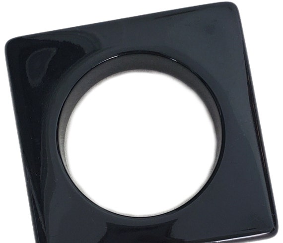 Vintage Solid BLACK Massive Chunky Square LUCITE … - image 5