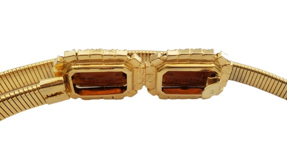 Vintage Gold Tone OMEGA Stretchy Belt with Amber … - image 7